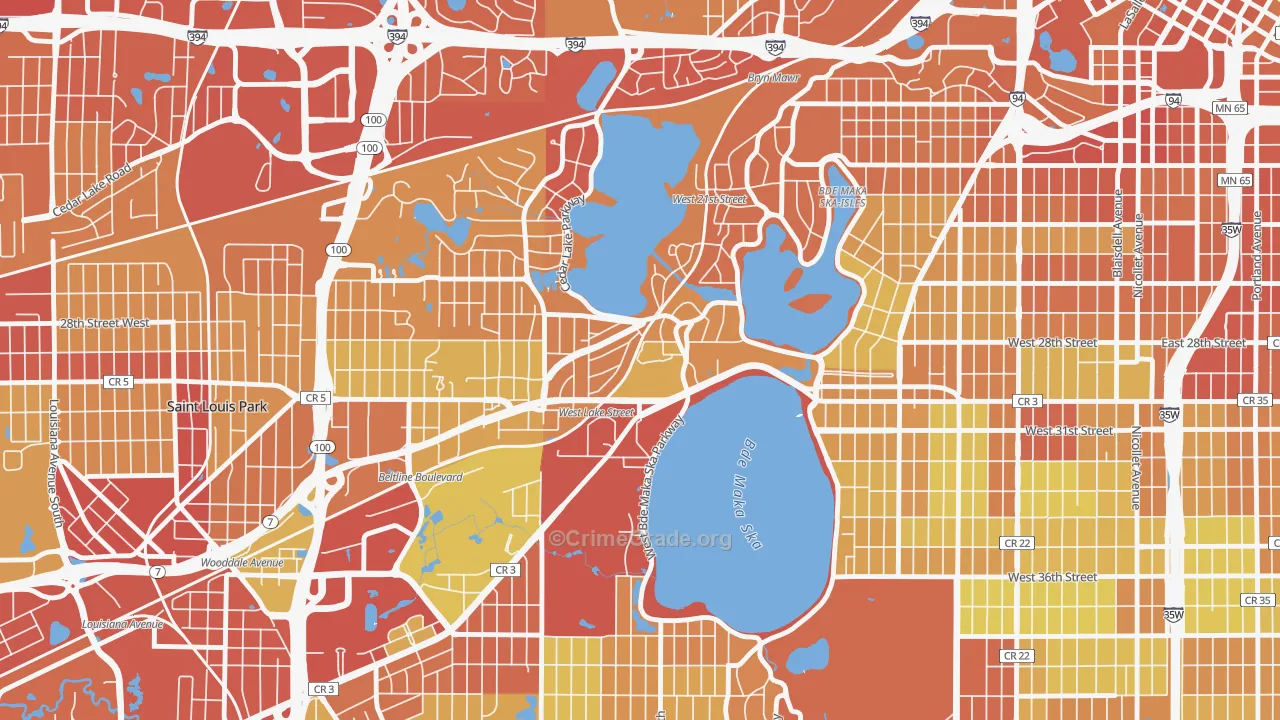 Cedar-Isles-Dean, Minneapolis, MN Map of Drug-Related Crime Rates