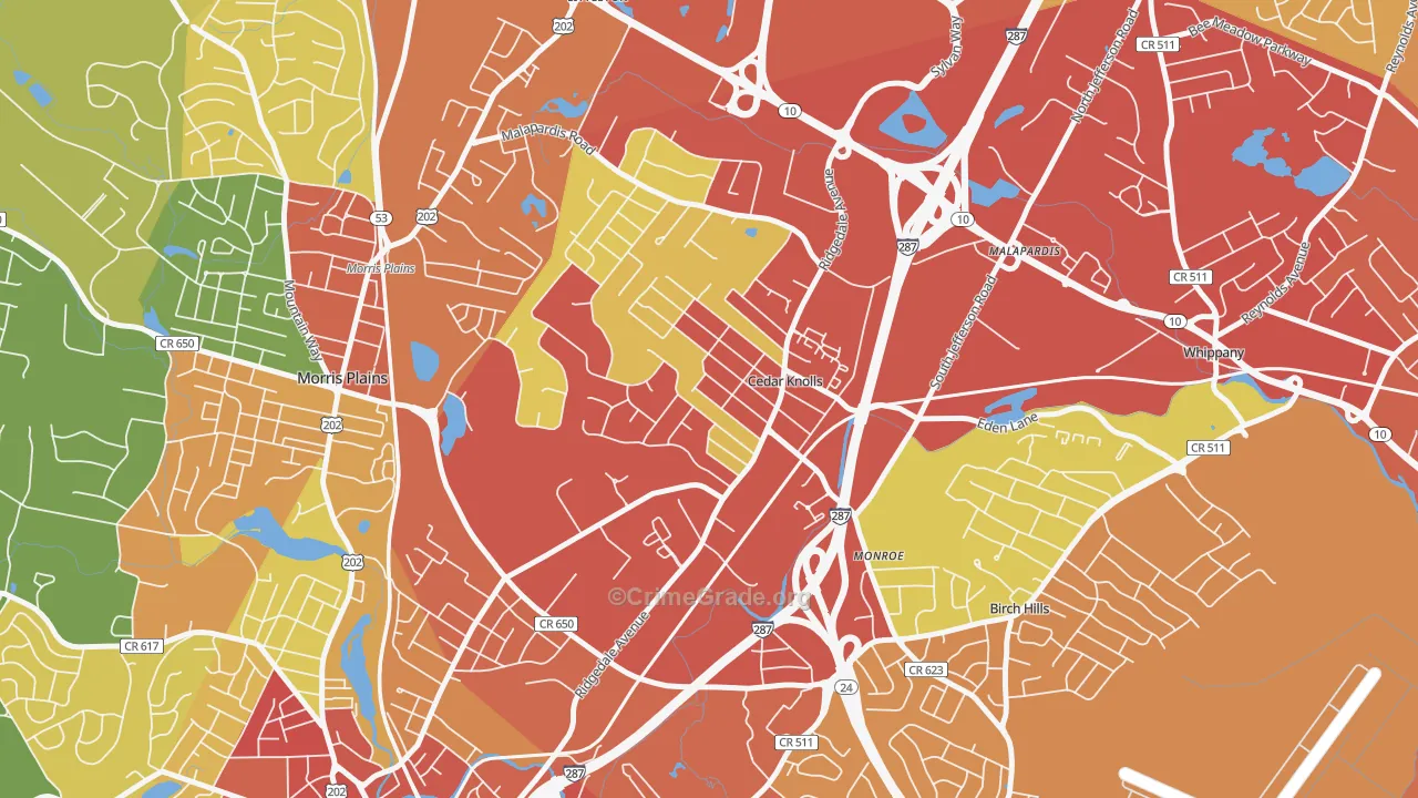 Cedar Knolls, NJ Map of Drug-Related Crime Rates