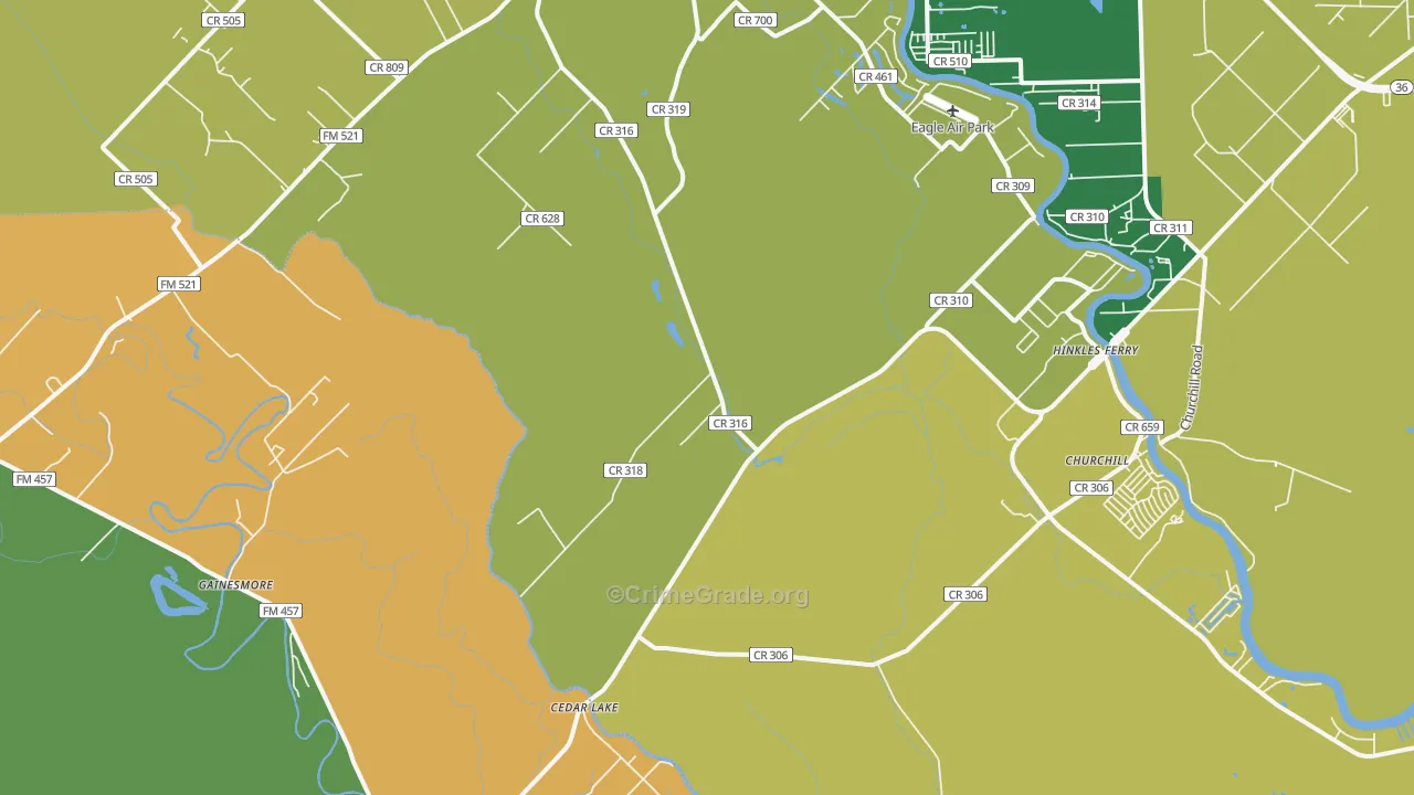 Cedar Lake, TX Map of Drug-Related Crime Rates