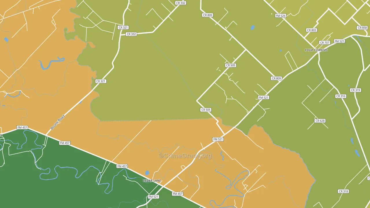 Cedar Lane, TX Map of Drug-Related Crime Rates