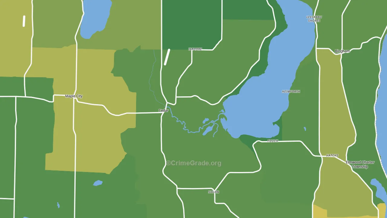 Cedar, MI Map of Drug-Related Crime Rates