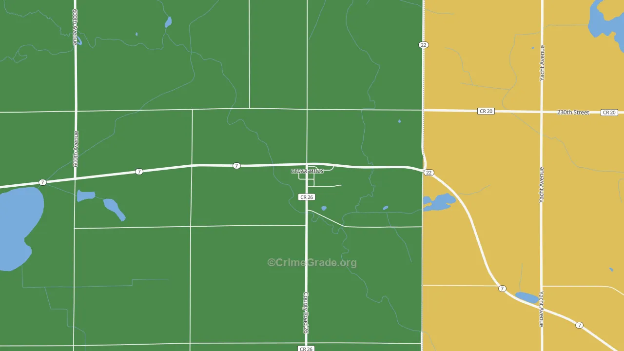 Cedar Mills, MN Map of Drug-Related Crime Rates