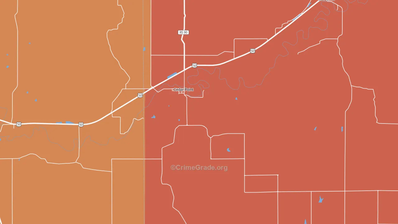 Cedar Point, KS Map of Drug-Related Crime Rates