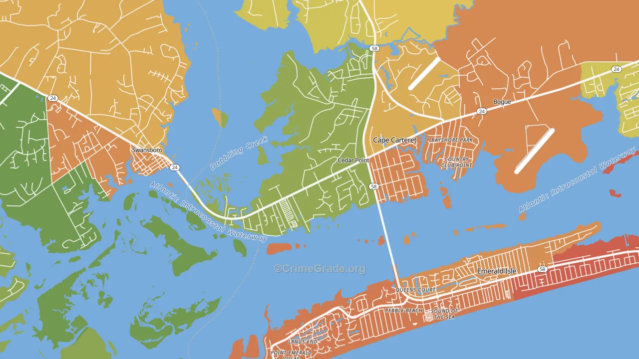 Cedar Point, NC Map of Drug-Related Crime Rates