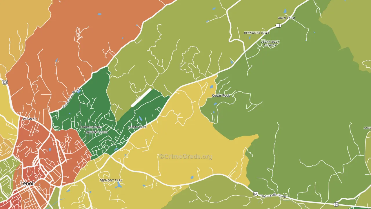 Cedar Rock, NC Map of Drug-Related Crime Rates