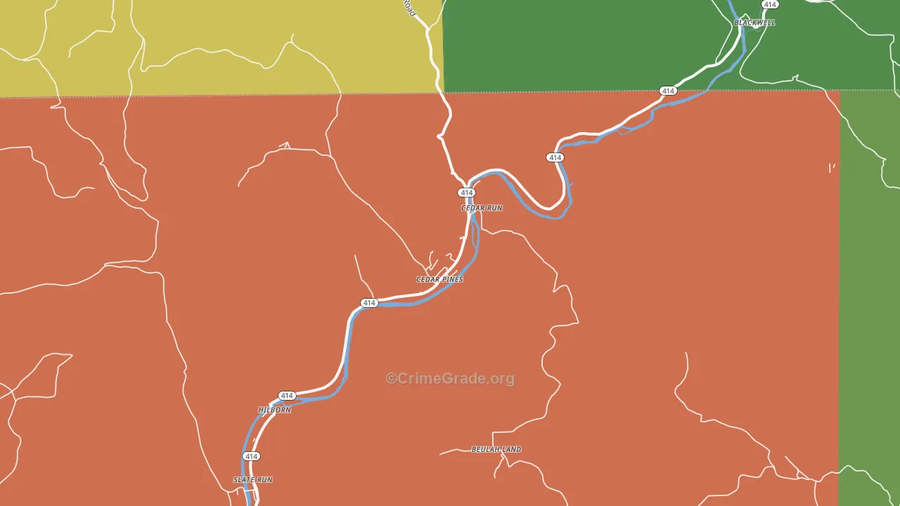 Cedar Run, PA Map of Drug-Related Crime Rates