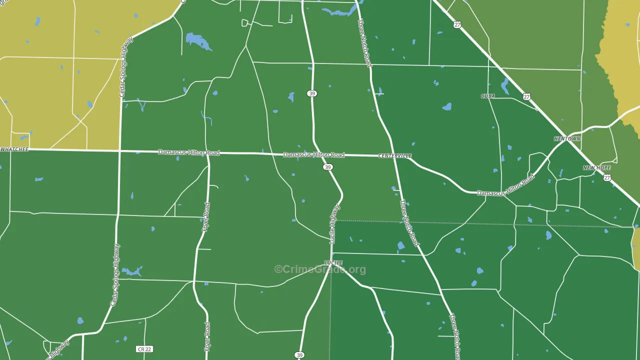 Cedar Springs, GA Map of Drug-Related Crime Rates