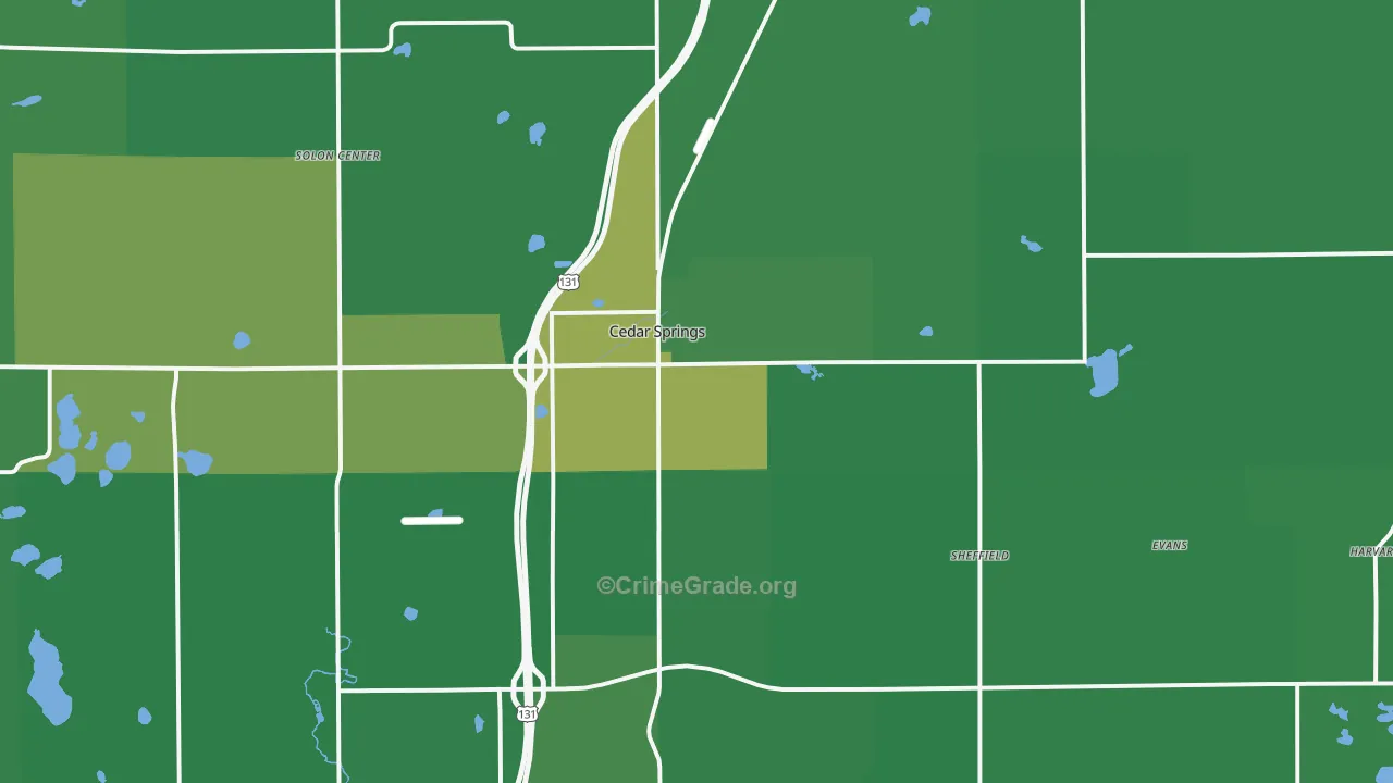 Cedar Springs, MI Map of Drug-Related Crime Rates