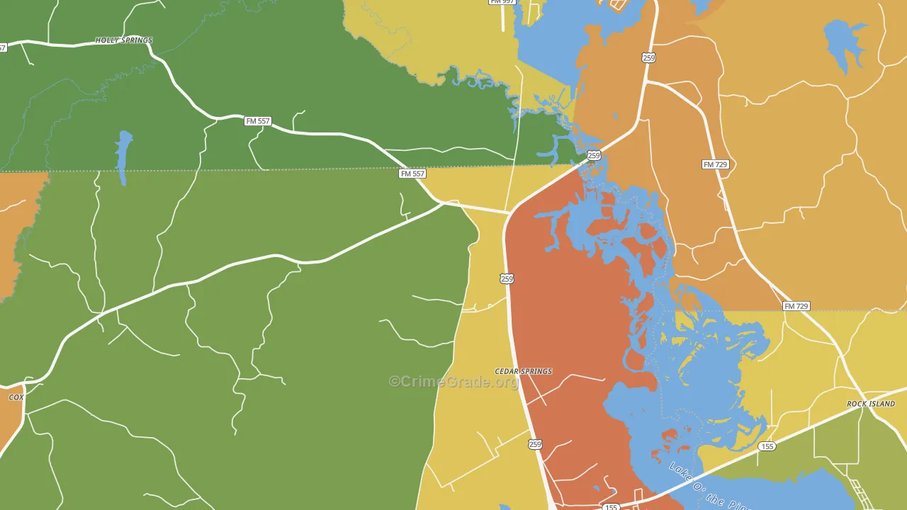 Cedar Springs, TX Map of Drug-Related Crime Rates