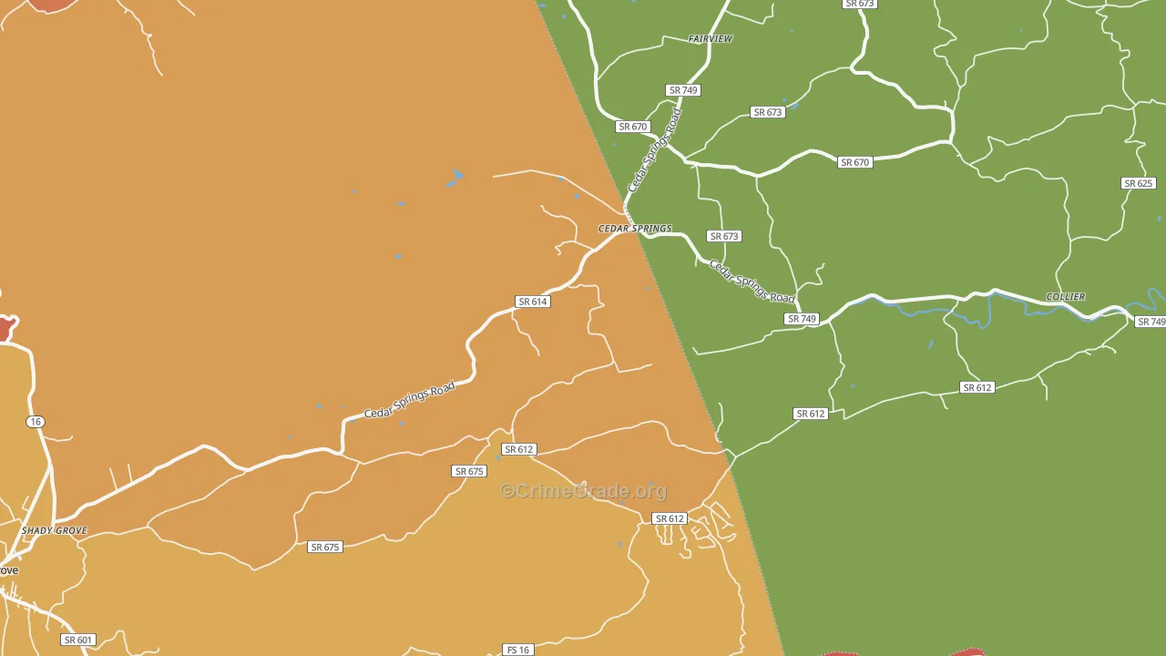 Cedar Springs, VA Map of Drug-Related Crime Rates