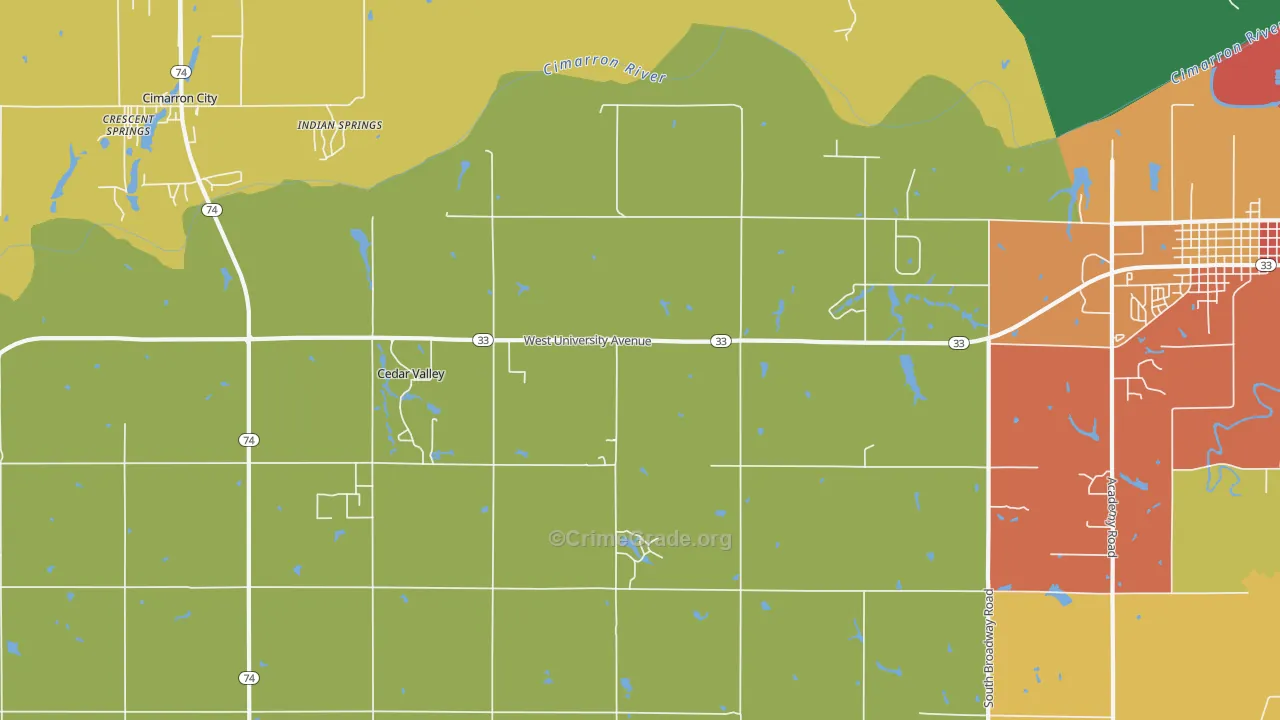 Cedar Valley, OK Map of Drug-Related Crime Rates