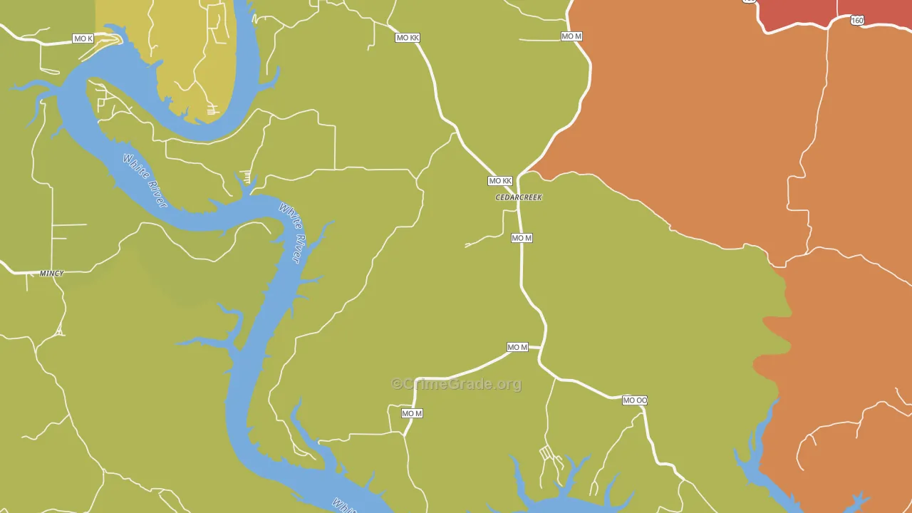 Cedarcreek, MO Map of Drug-Related Crime Rates