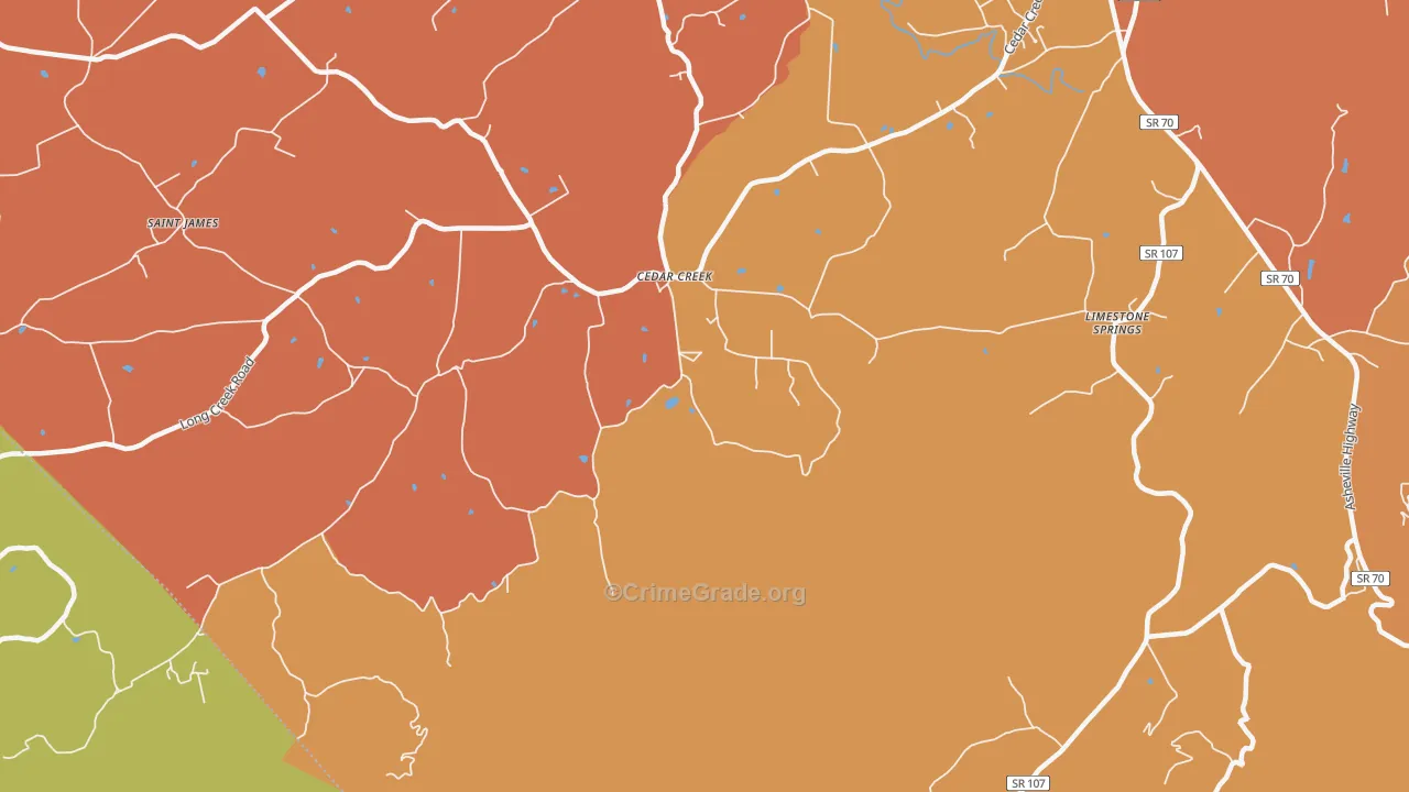 Cedarcreek, TN Map of Drug-Related Crime Rates