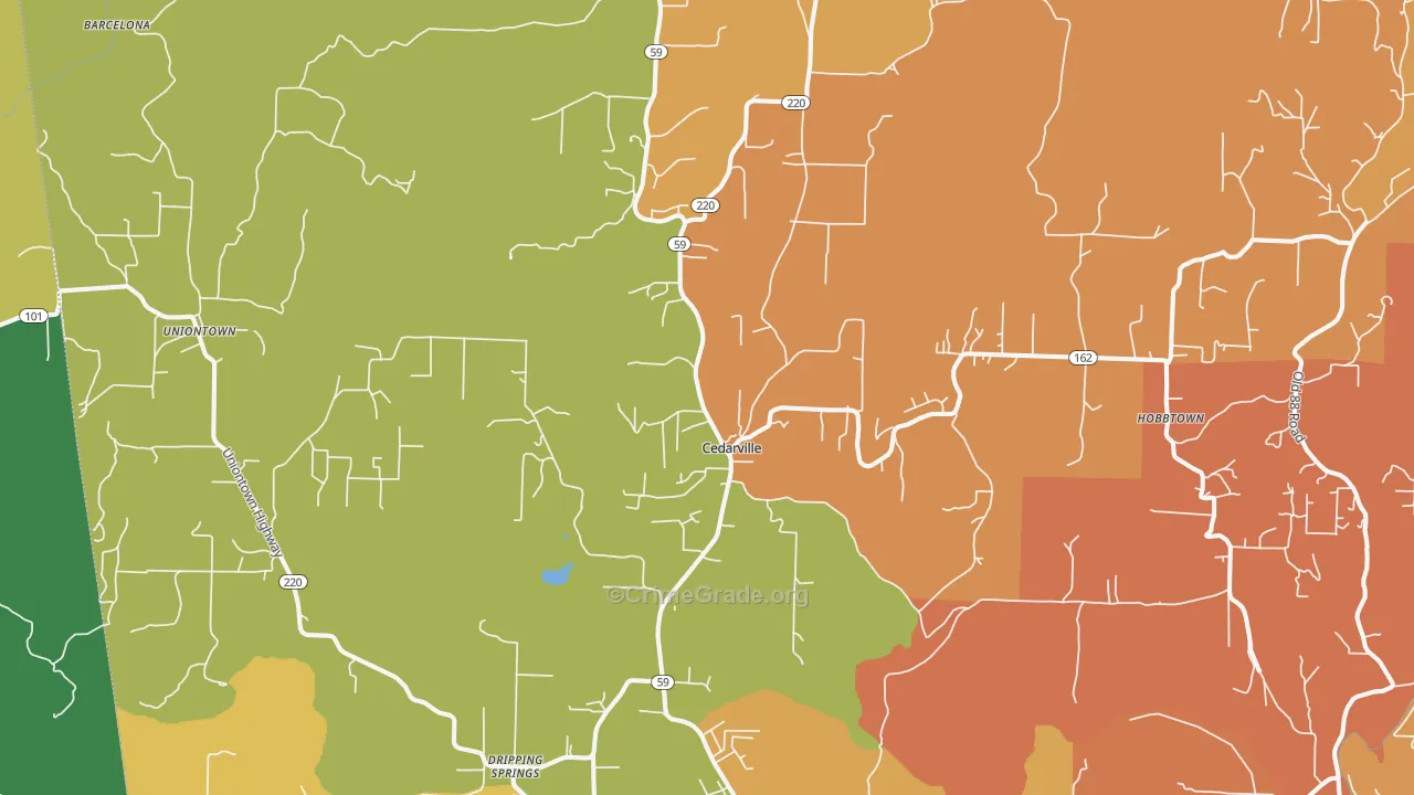 Cedarville, AR Map of Drug-Related Crime Rates