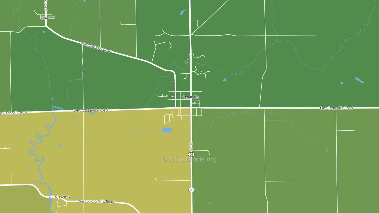 Cedarville, IL Map of Drug-Related Crime Rates