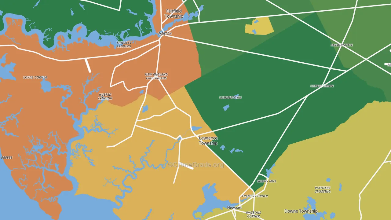 Cedarville, NJ Map of Drug-Related Crime Rates