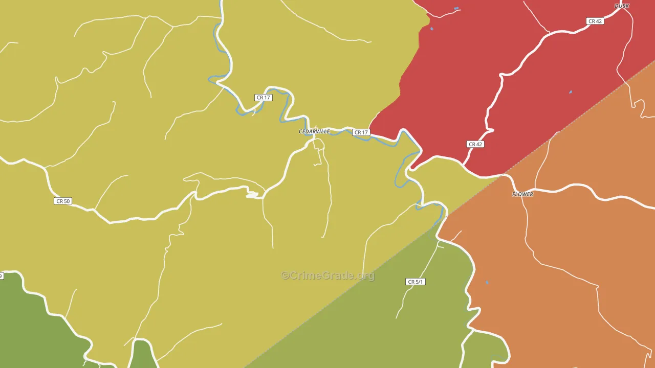 Cedarville, WV Map of Drug-Related Crime Rates