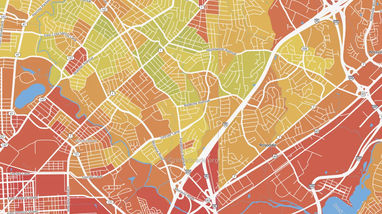 Cedonia, Baltimore, MD Map of Drug-Related Crime Rates