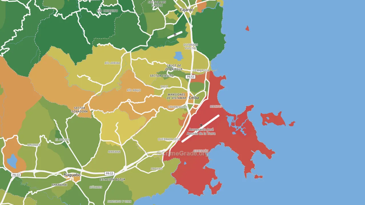 Ceiba Municipio, PR Map of Drug-Related Crime Rates
