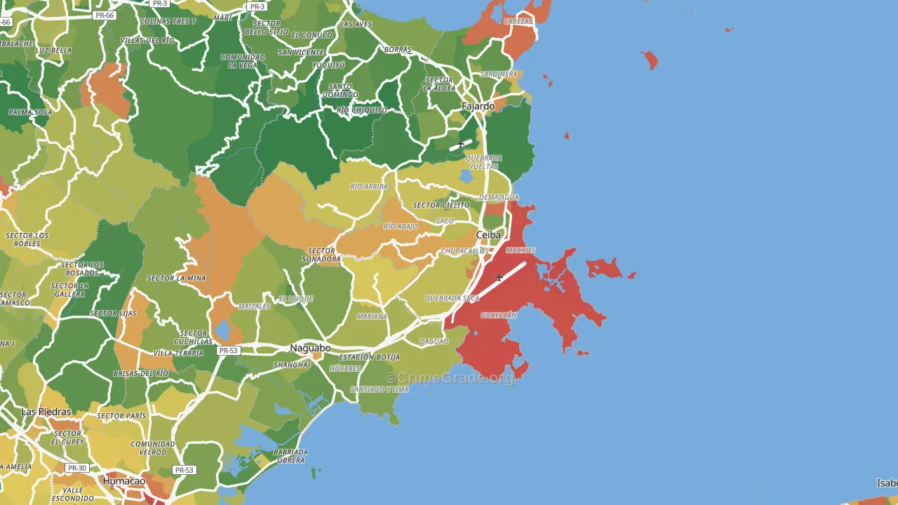 Ceiba, PR Map of Drug-Related Crime Rates