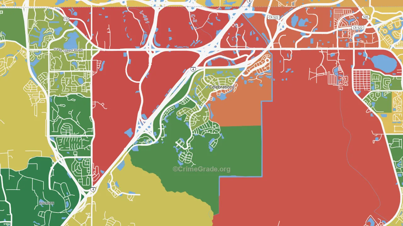 Celebration, FL Map of Drug-Related Crime Rates
