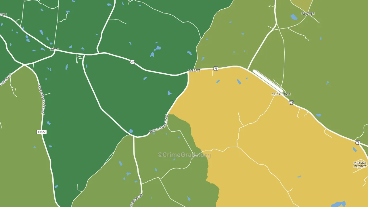 Celeste, GA Map of Drug-Related Crime Rates