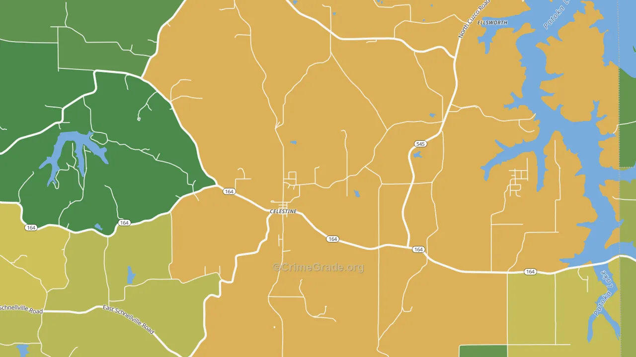 Celestine, IN Map of Drug-Related Crime Rates