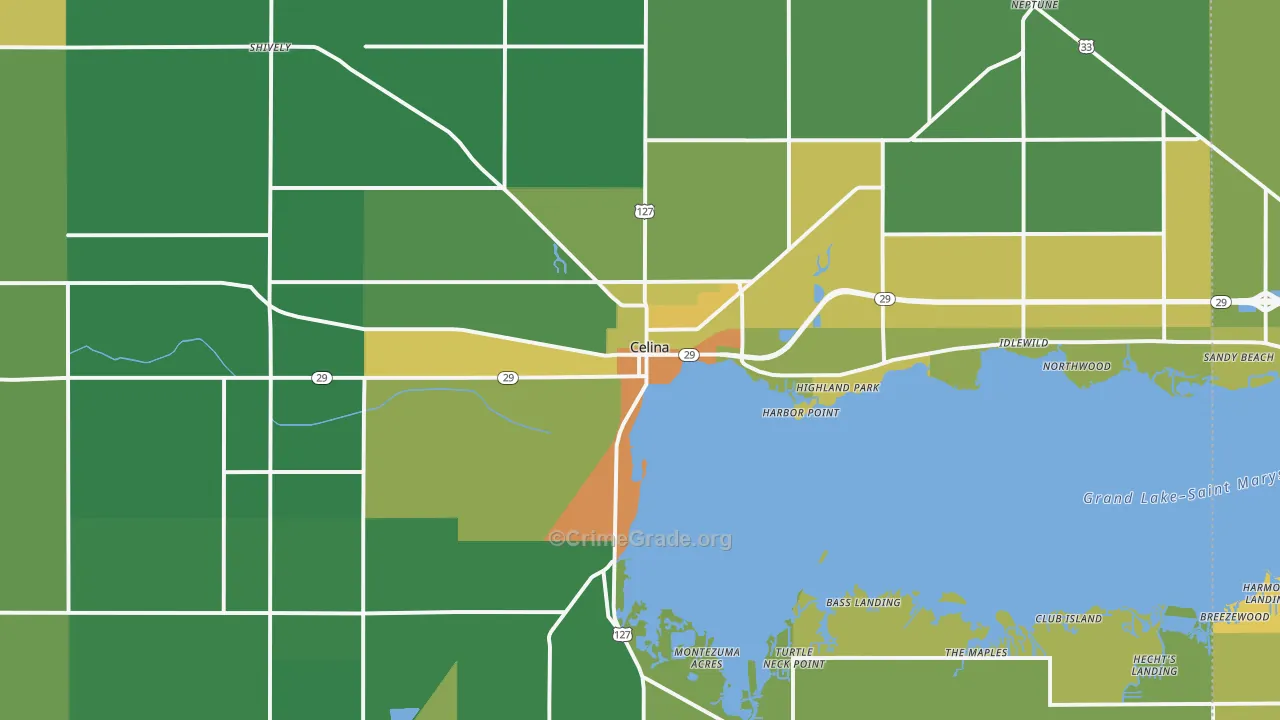 Celina, OH Map of Drug-Related Crime Rates