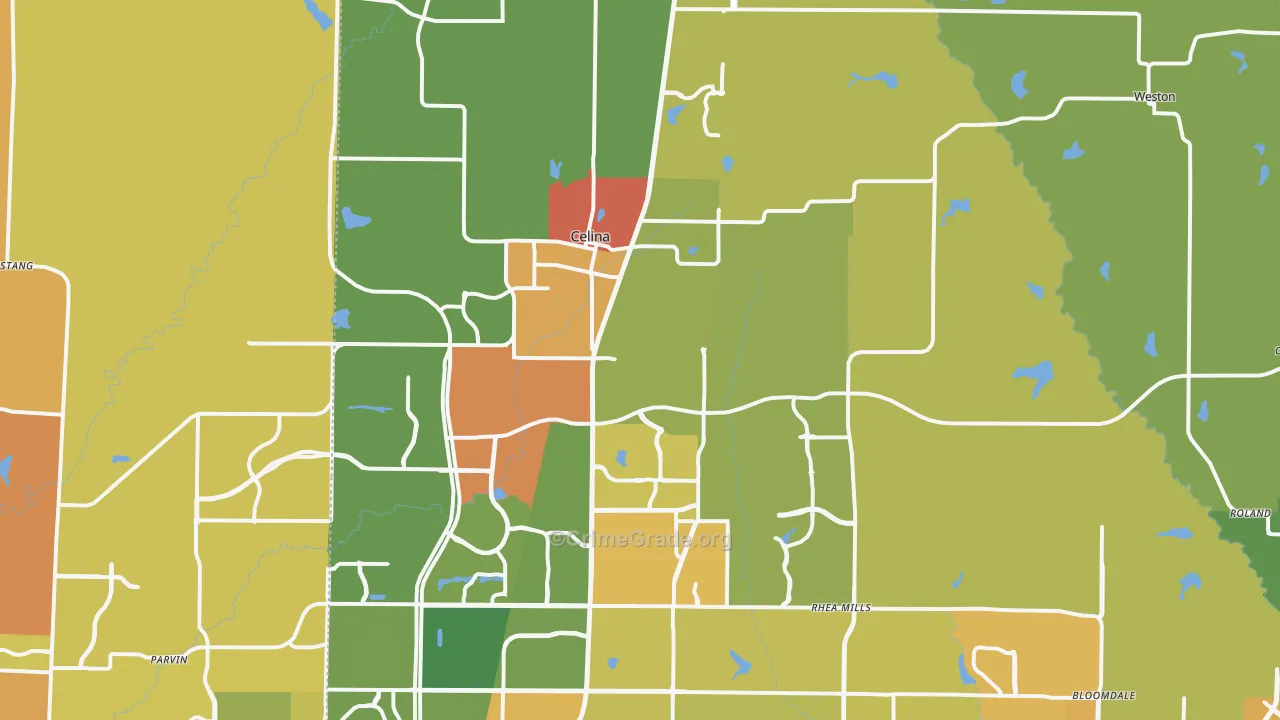 Celina, TX Map of Drug-Related Crime Rates