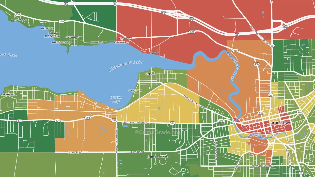 Celoron, NY Map of Drug-Related Crime Rates