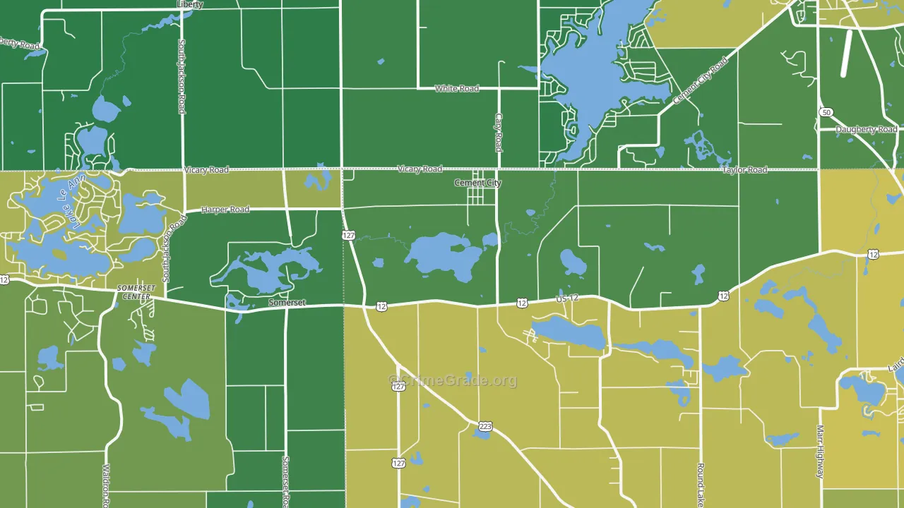 Cement City, MI Map of Drug-Related Crime Rates