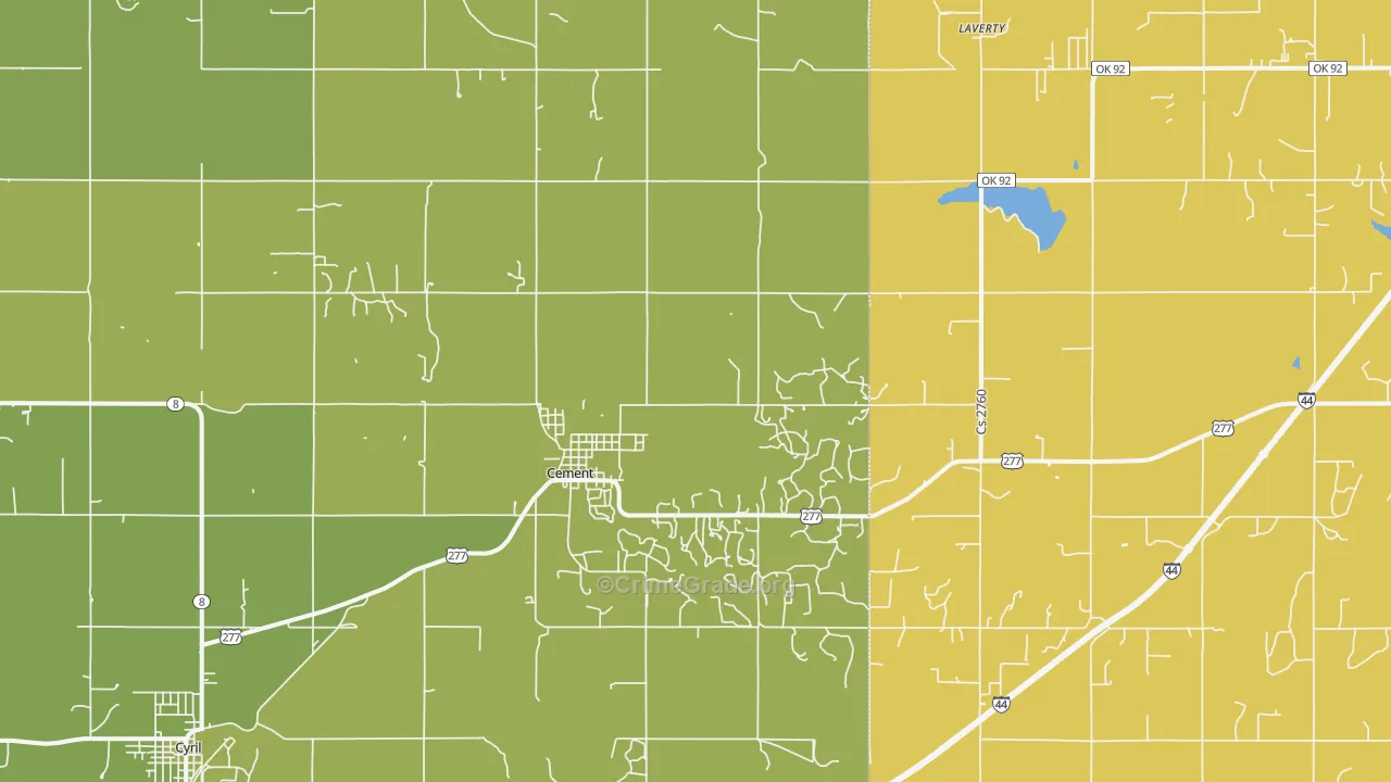 Cement, OK Map of Drug-Related Crime Rates