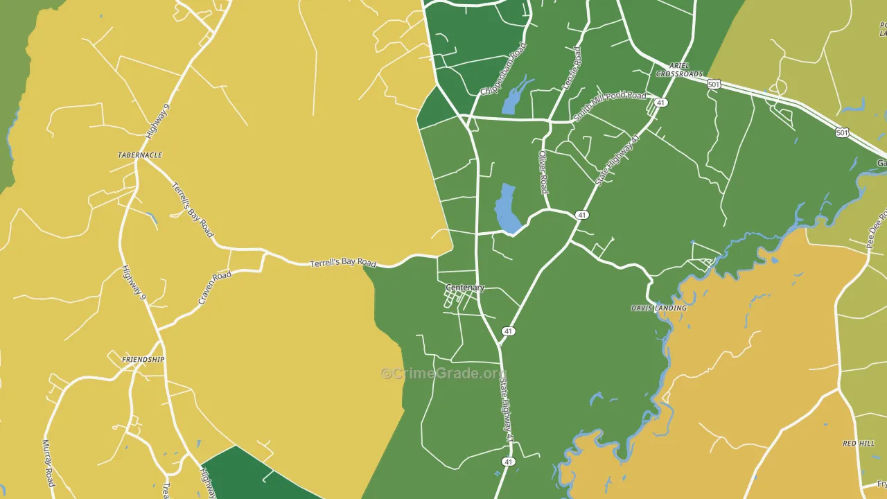 Centenary, SC Map of Drug-Related Crime Rates