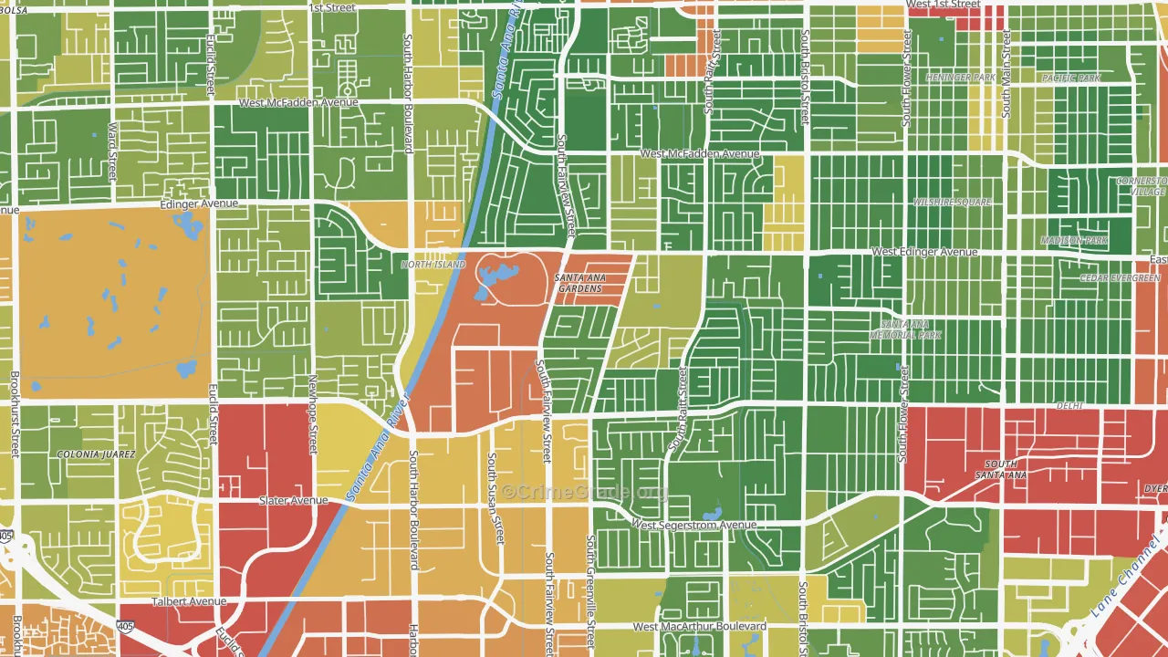 Centennial Park, Santa Ana, CA Map of Drug-Related Crime Rates