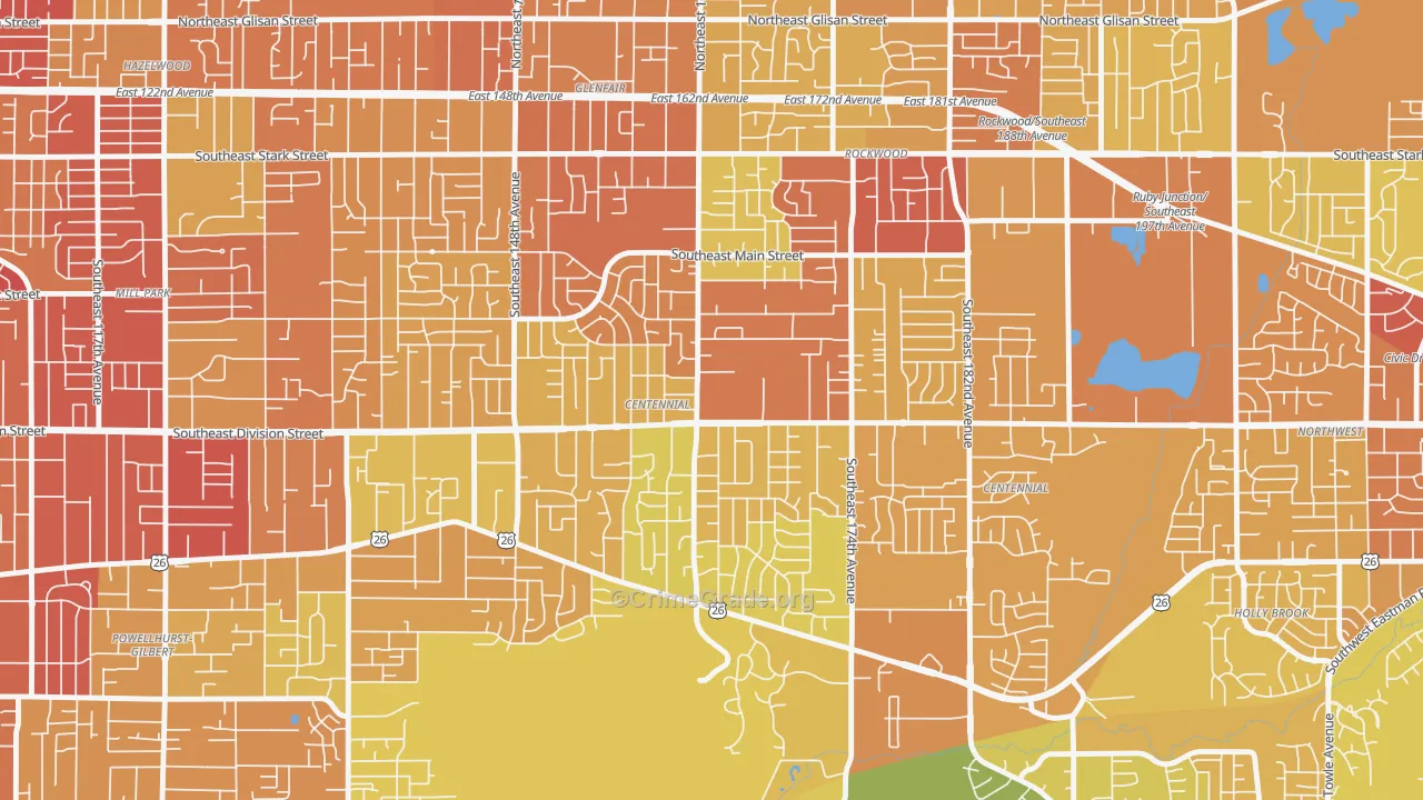 Centennial, Portland, OR Map of Drug-Related Crime Rates