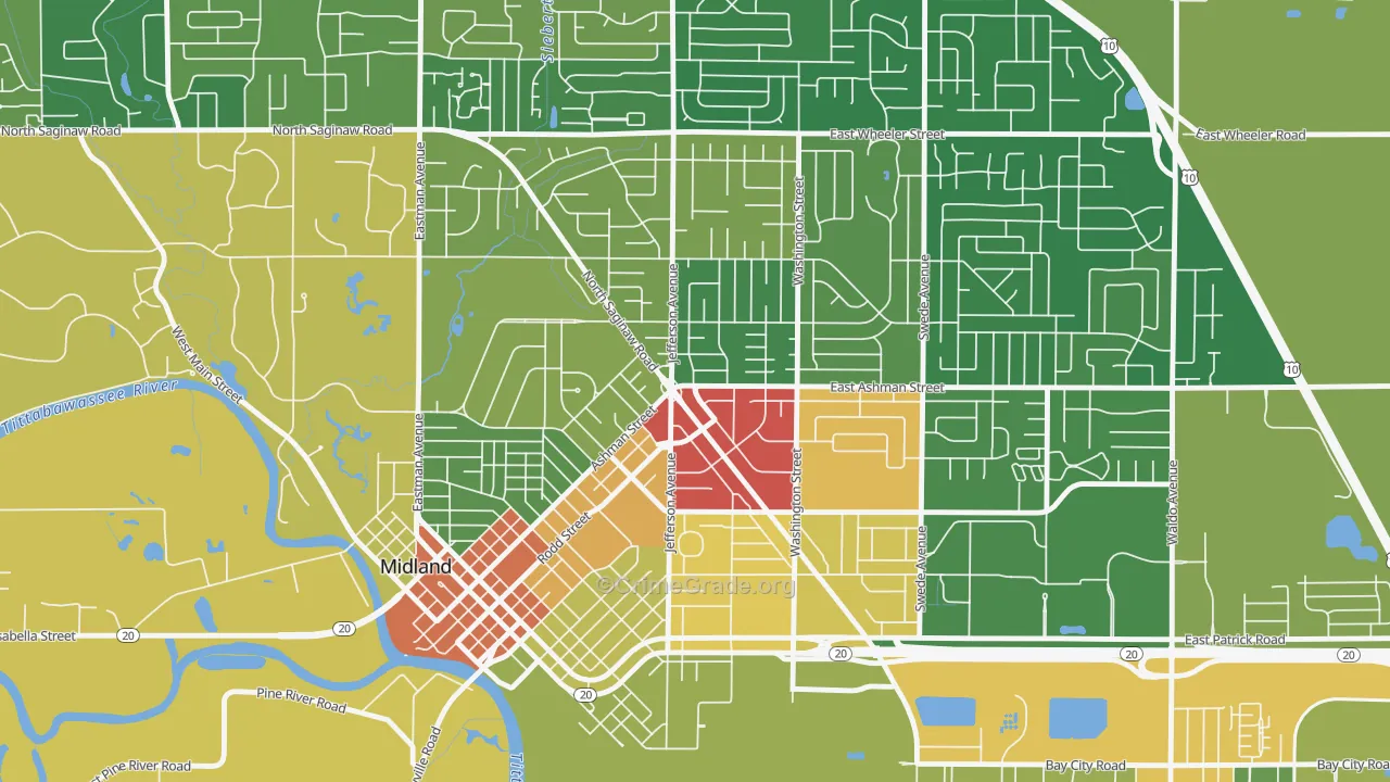 Center City, Midland, MI Map of Drug-Related Crime Rates