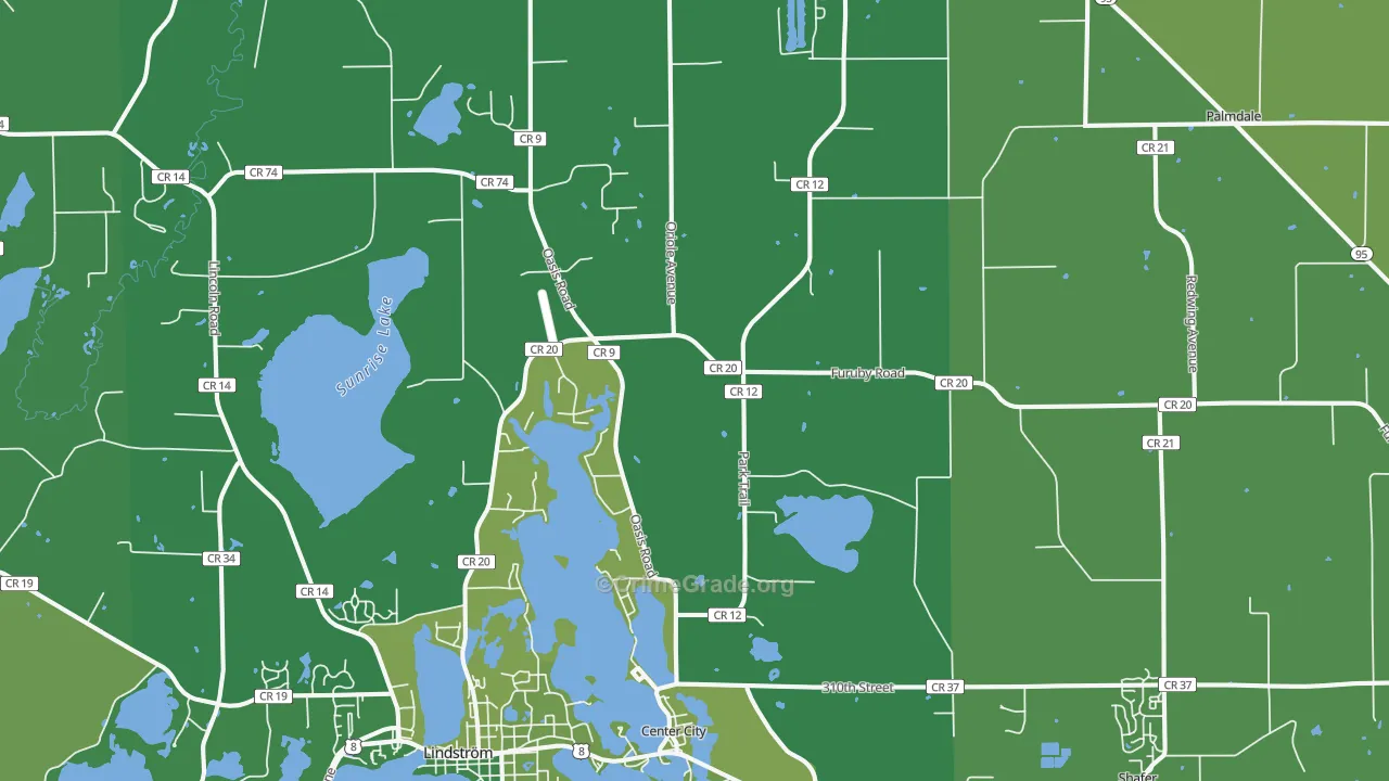 Center City, MN Map of Drug-Related Crime Rates