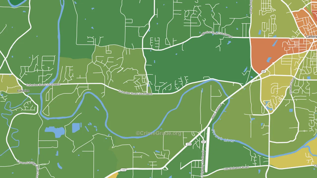Center, GA Map of Drug-Related Crime Rates