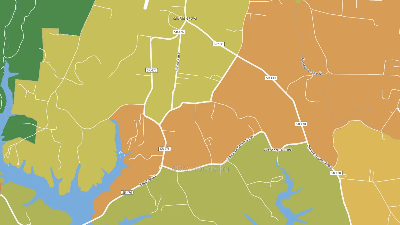 Center Grove, TN Map of Drug-Related Crime Rates