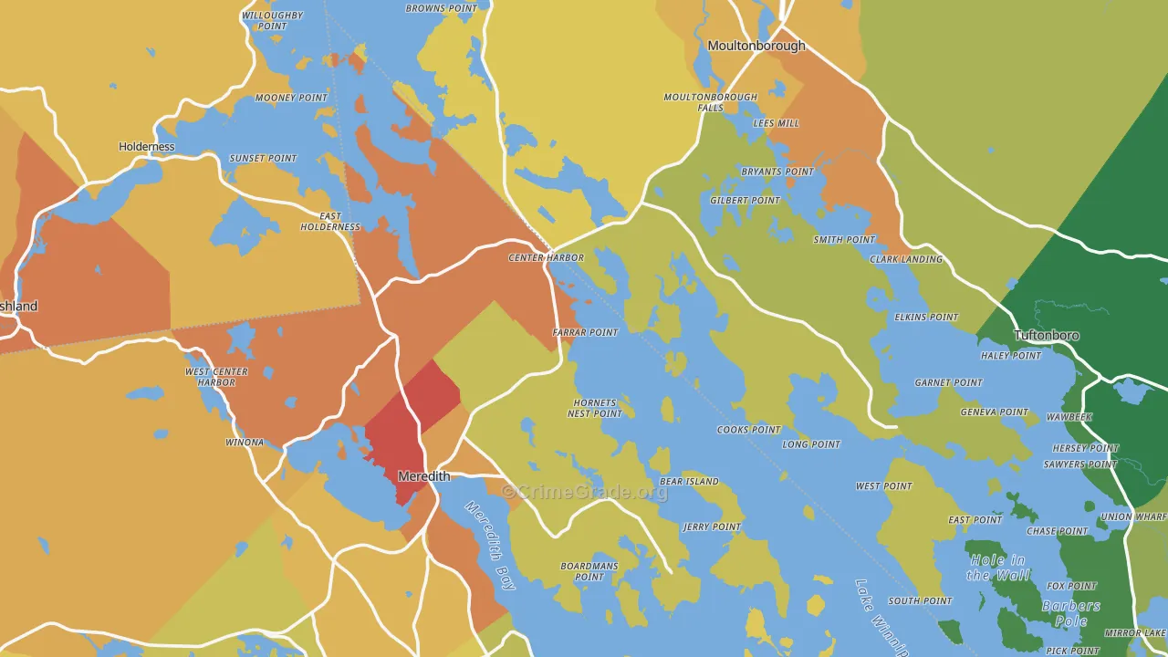 Center Harbor, NH Map of Drug-Related Crime Rates