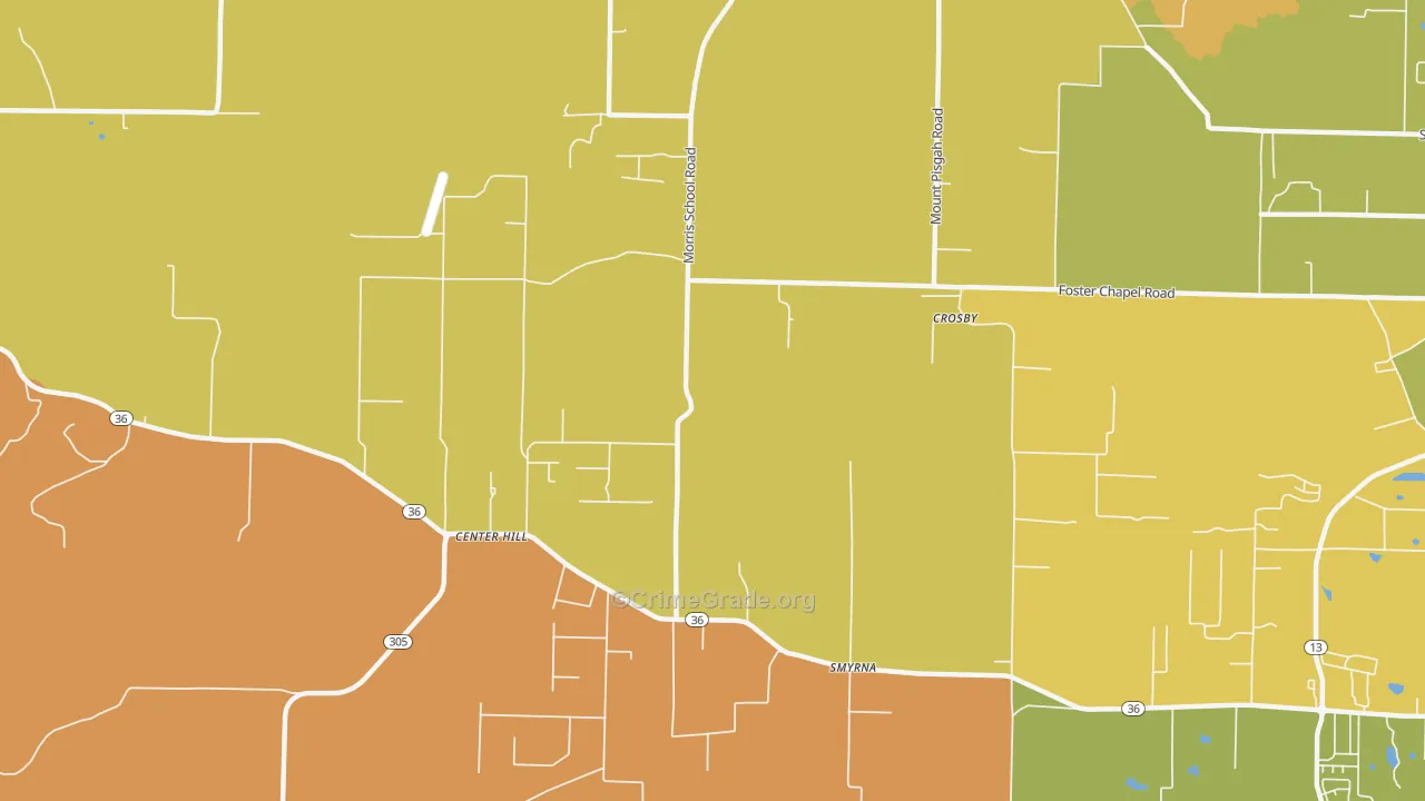 Center Hill, AR Map of Drug-Related Crime Rates