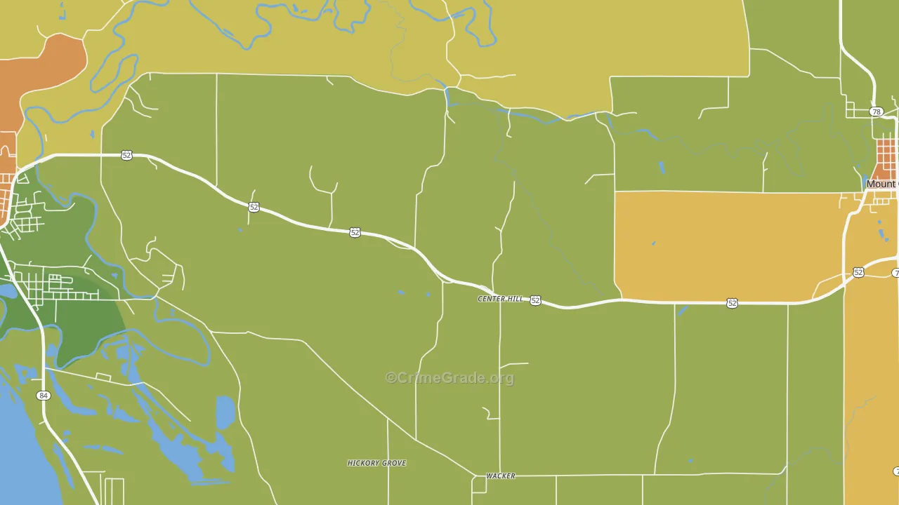 Center Hill, IL Map of Drug-Related Crime Rates