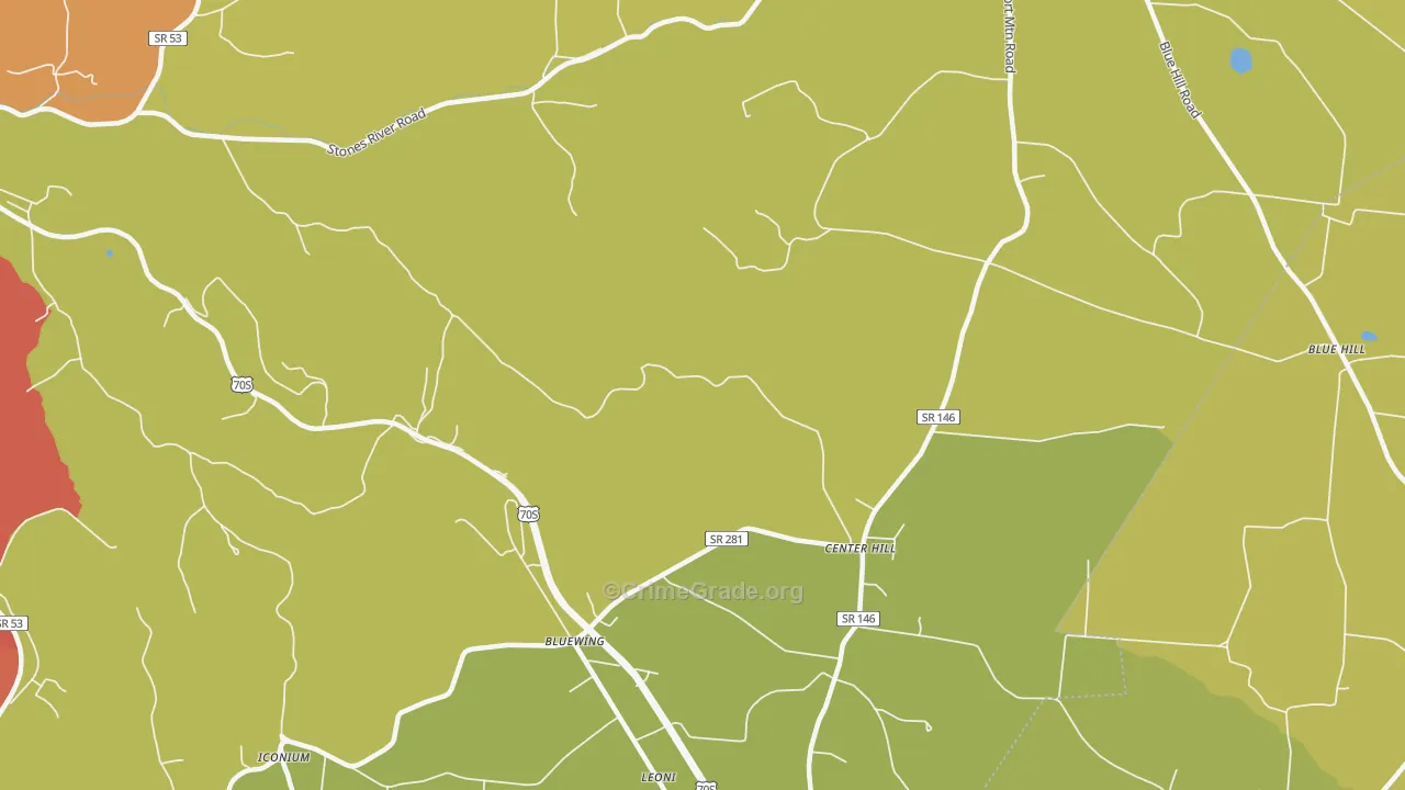 Center Hill, TN Map of Drug-Related Crime Rates