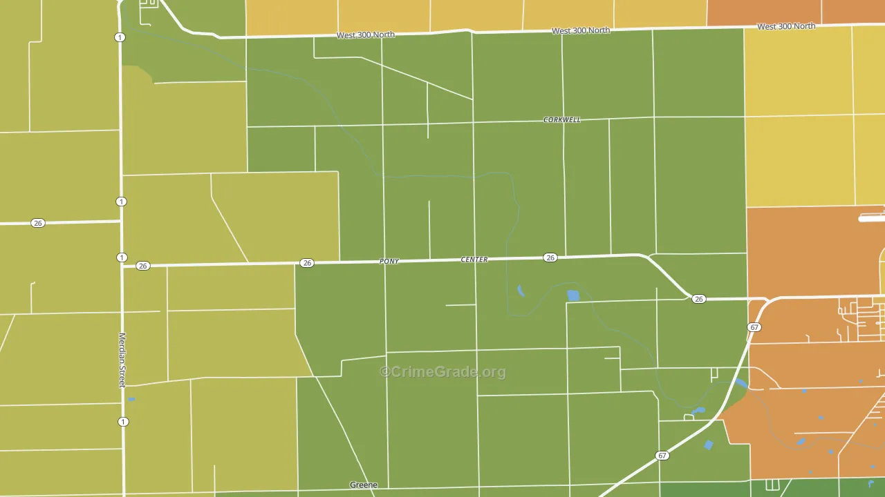 Center, IN Map of Drug-Related Crime Rates