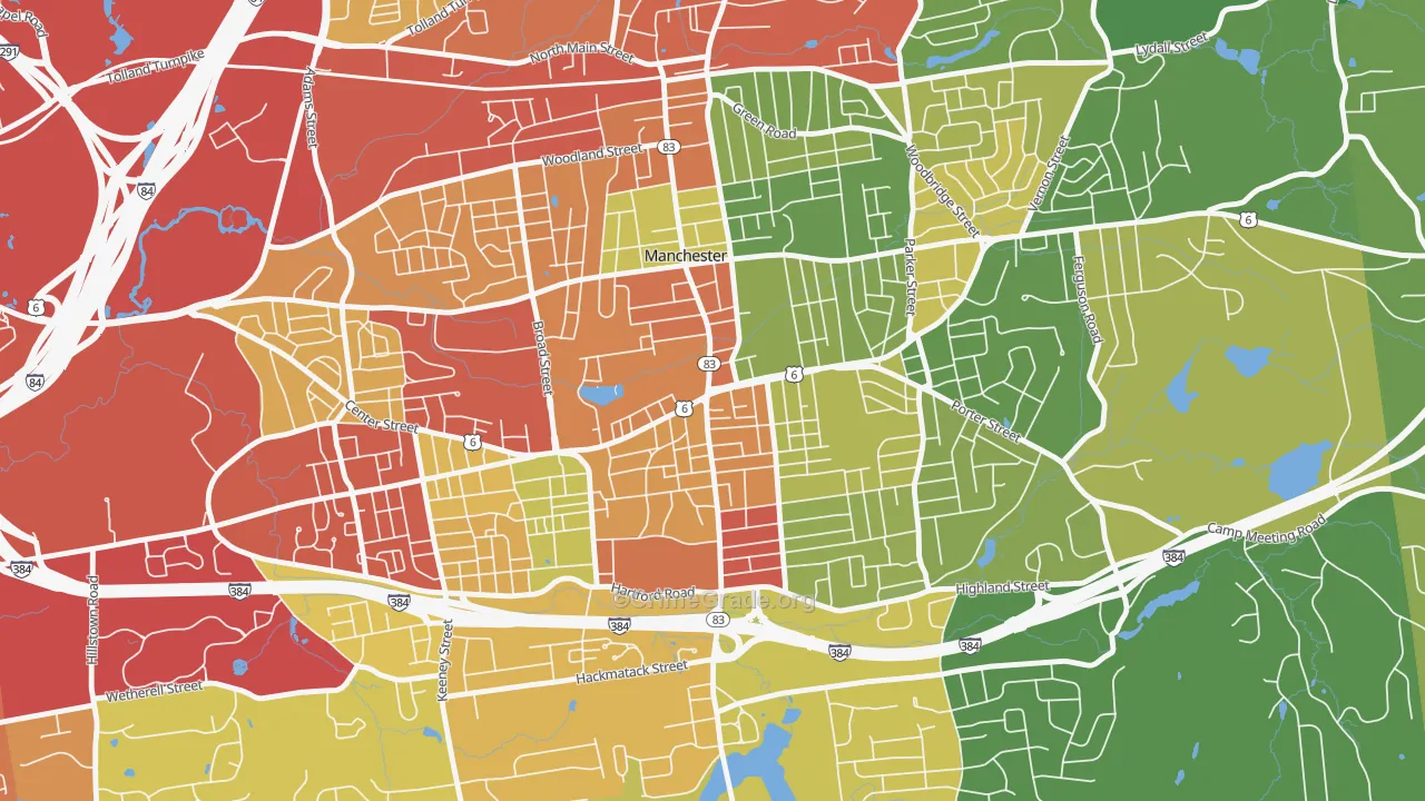 Center, Manchester, CT Map of Drug-Related Crime Rates