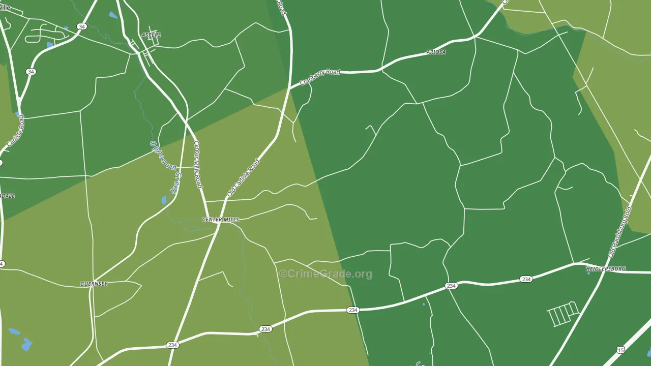 Center Mills, PA Map of Drug-Related Crime Rates