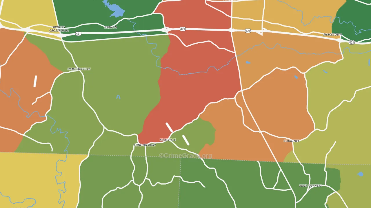 Center, NC Map of Drug-Related Crime Rates