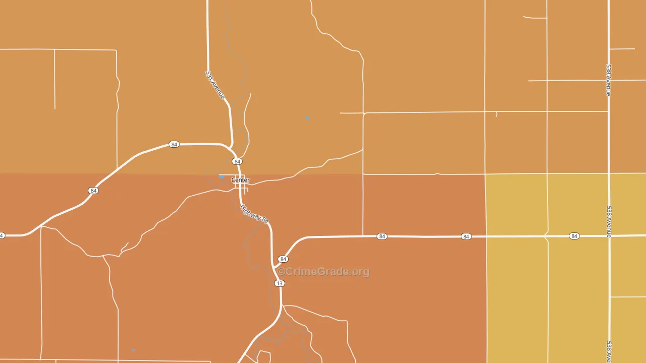 Center, NE Map of Drug-Related Crime Rates