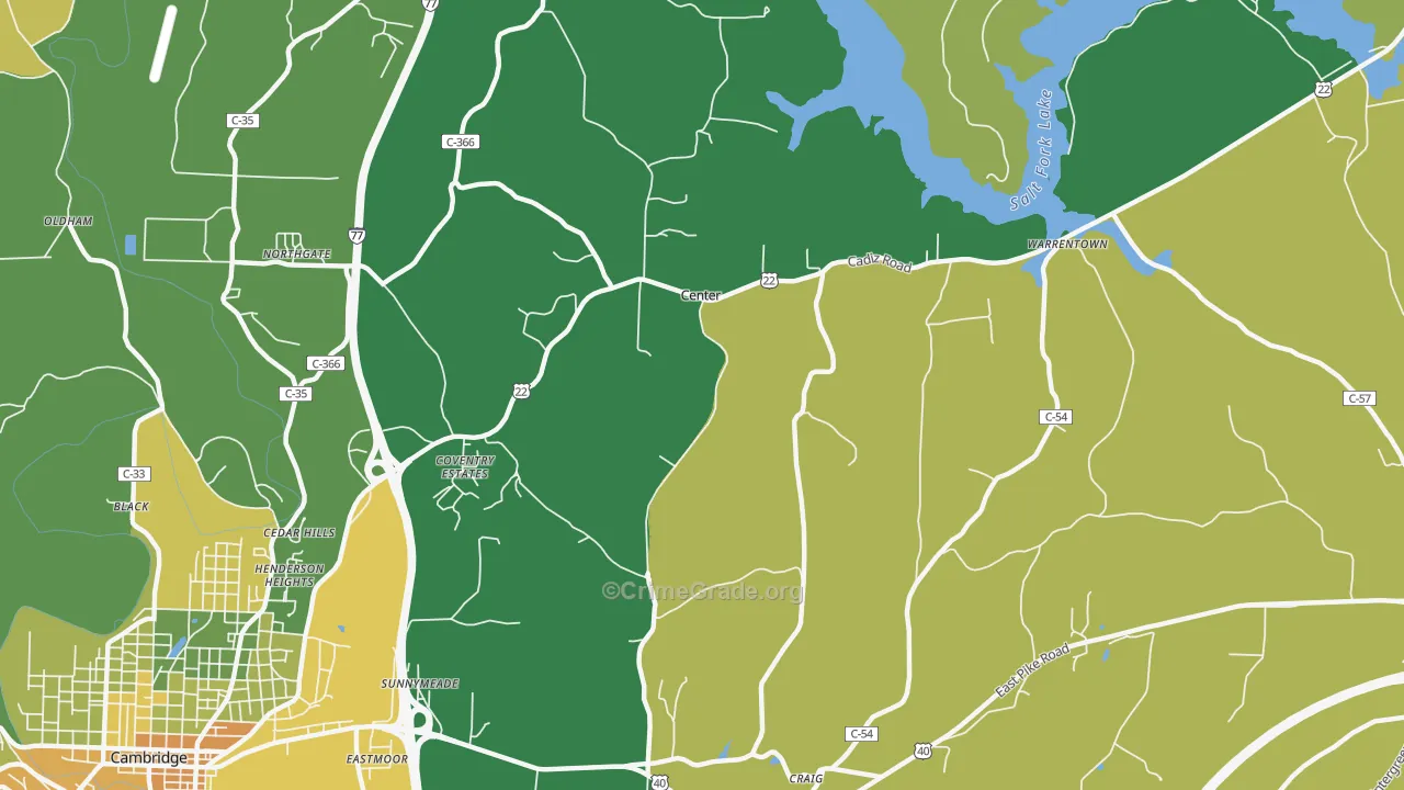 Center, OH Map of Drug-Related Crime Rates