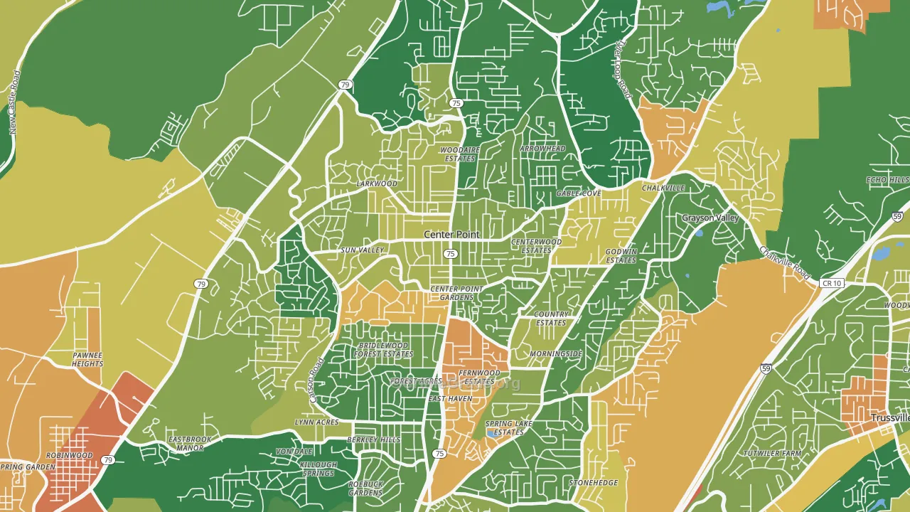 Center Point, AL Map of Drug-Related Crime Rates